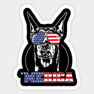 Proud Doberman Pinscher American Flag Merica Sticker